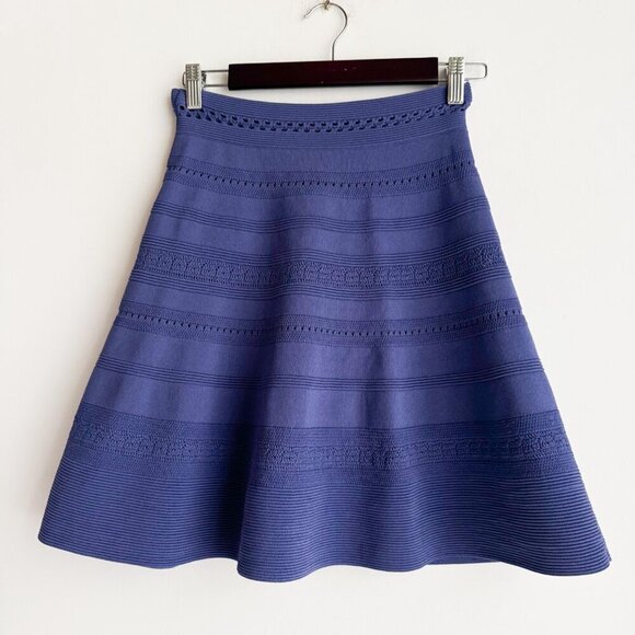 Sandro Blue Knit Crochet Detail Mini Skirt S - Picture 8 of 10